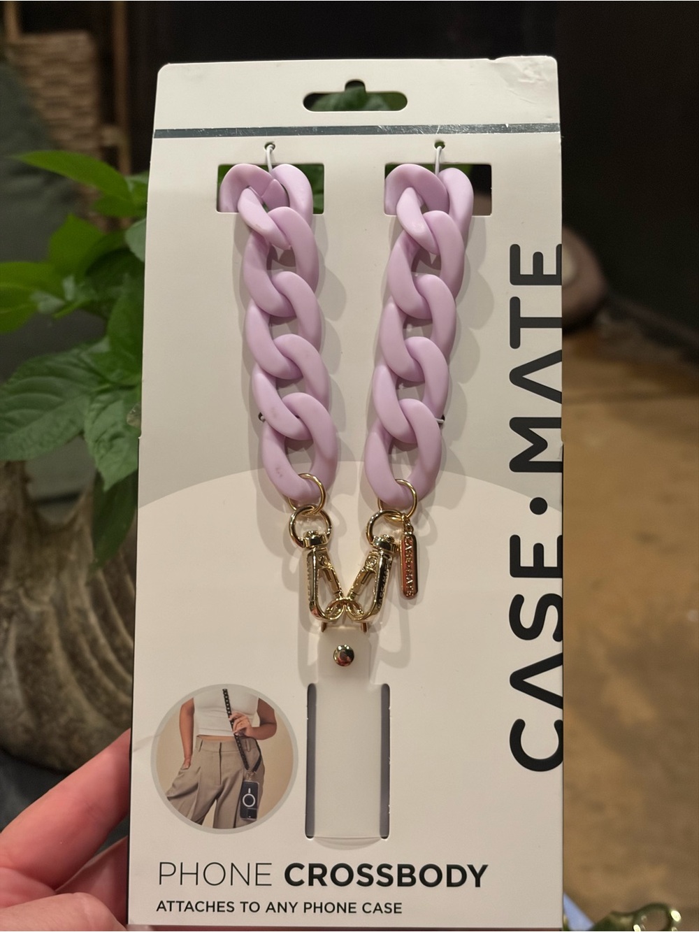 case-mate Lavender Chunky Link Phone Crossbody Strap with Gold Hardware